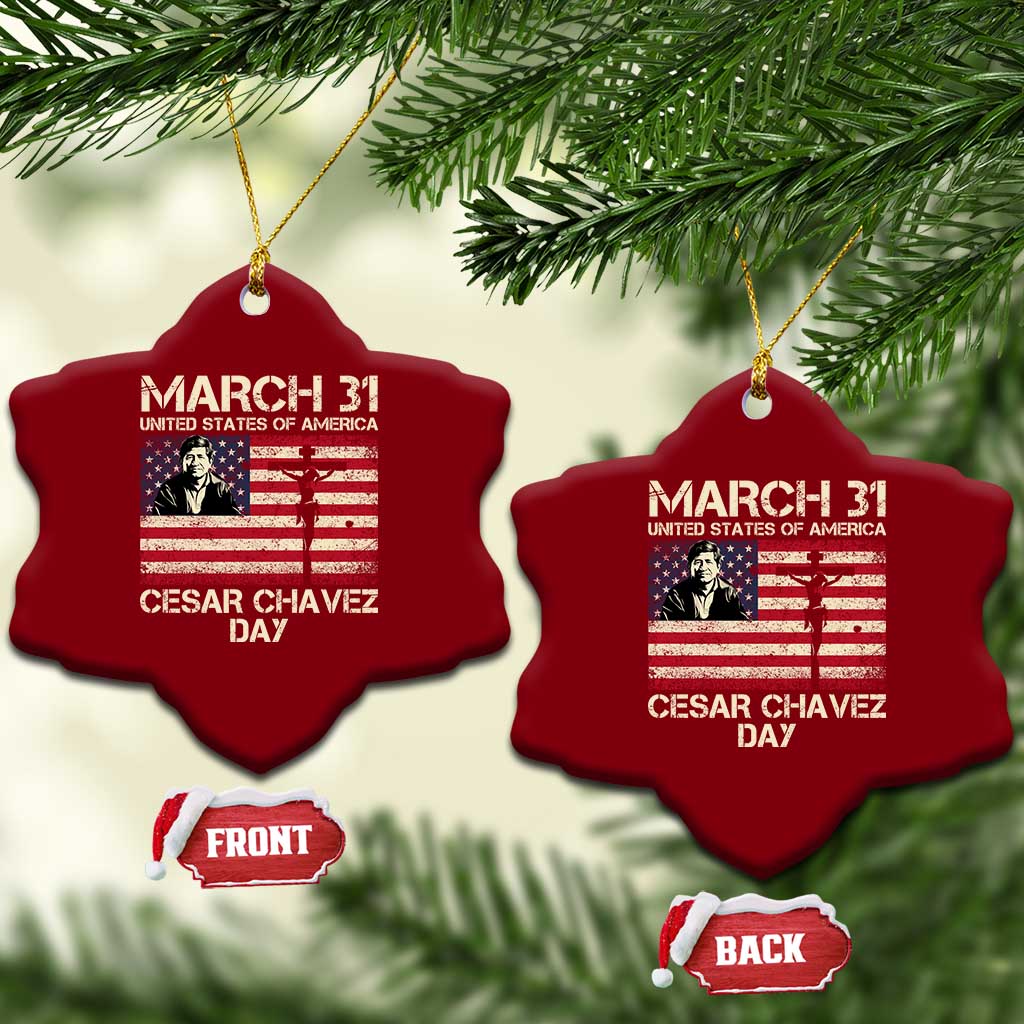 Cesar Chavez March 31 Celebration Ceramic Ornament Christian American Flag Religious TS14 Print Your Wear