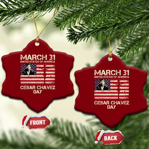 Cesar Chavez March 31 Celebration Ceramic Ornament Christian American Flag Religious TS14 Print Your Wear