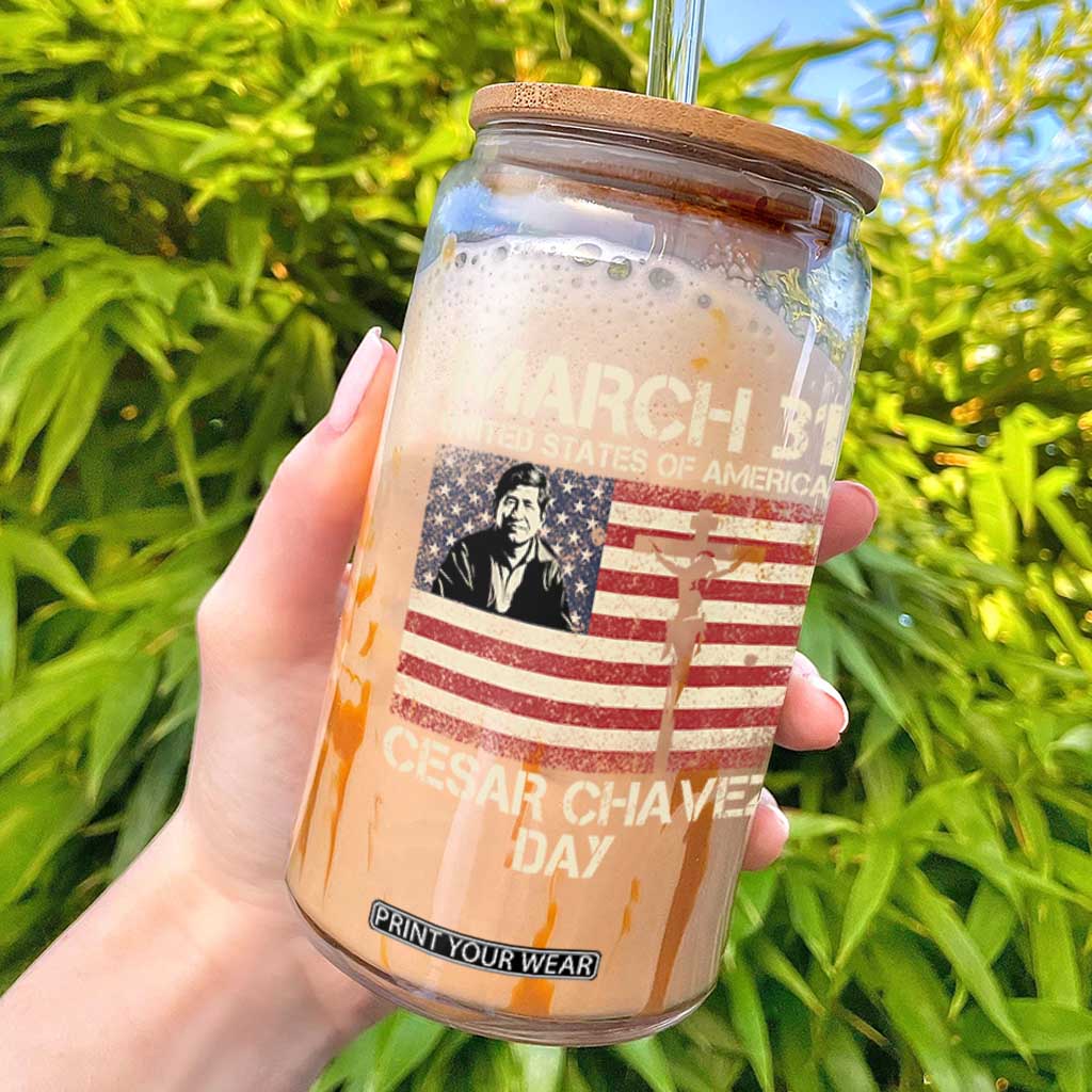 Cesar Chavez March 31 Celebration Glass Can Christian American Flag Religious TS14 Black Print Your Wear