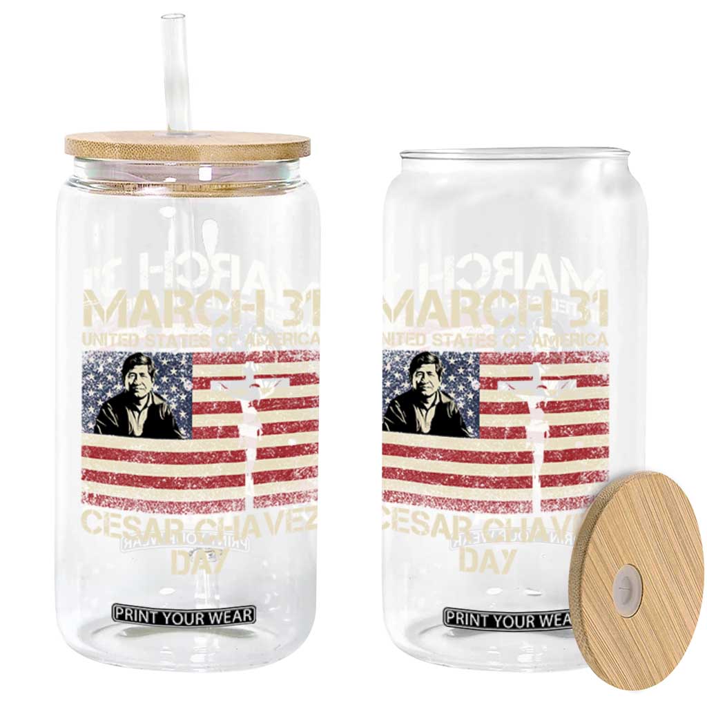 Cesar Chavez March 31 Celebration Glass Can Christian American Flag Religious TS14 Print Your Wear