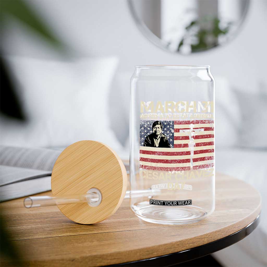 Cesar Chavez March 31 Celebration Glass Can Christian American Flag Religious TS14 Print Your Wear