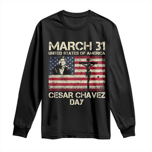 Cesar Chavez March 31 Celebration Long Sleeve Shirt Christian American Flag Religious TS14 Black Print Your Wear