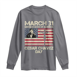 Cesar Chavez March 31 Celebration Long Sleeve Shirt Christian American Flag Religious TS14 Charcoal Print Your Wear
