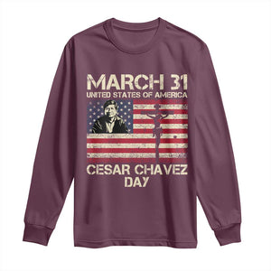 Cesar Chavez March 31 Celebration Long Sleeve Shirt Christian American Flag Religious TS14 Maroon Print Your Wear