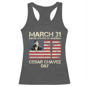 Cesar Chavez March 31 Celebration Racerback Tank Top Christian American Flag Religious TS14 Dark Heather Print Your Wear