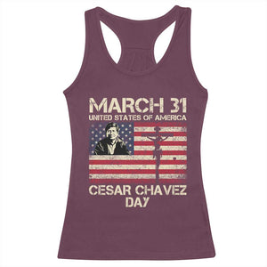 Cesar Chavez March 31 Celebration Racerback Tank Top Christian American Flag Religious TS14 Maroon Print Your Wear