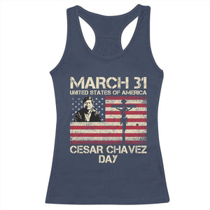 Cesar Chavez March 31 Celebration Racerback Tank Top Christian American Flag Religious TS14 Navy Print Your Wear
