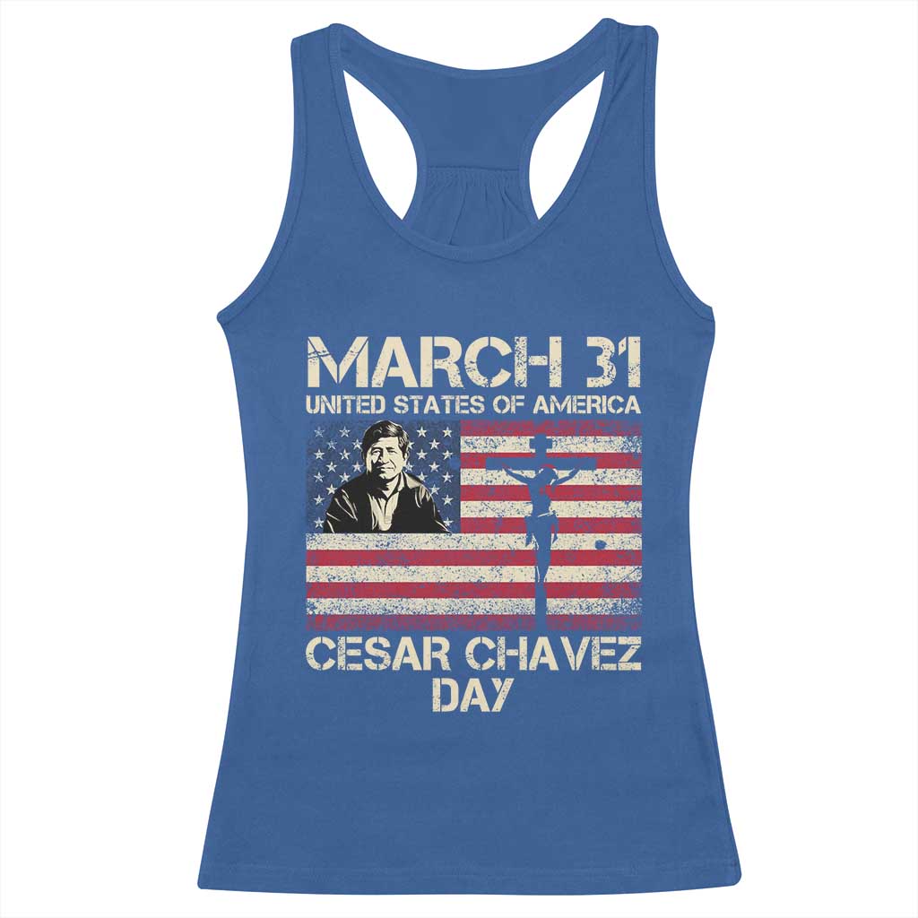 Cesar Chavez March 31 Celebration Racerback Tank Top Christian American Flag Religious TS14 Royal Blue Print Your Wear