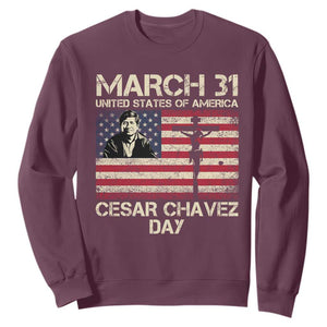 Cesar Chavez March 31 Celebration Sweatshirt Christian American Flag Religious TS14 Maroon Print Your Wear