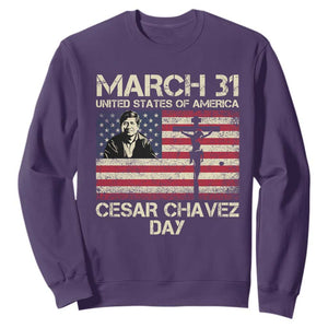 Cesar Chavez March 31 Celebration Sweatshirt Christian American Flag Religious TS14 Purple Print Your Wear