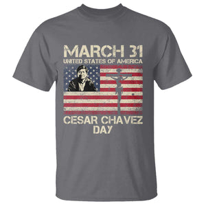 Cesar Chavez March 31 Celebration T Shirt Christian American Flag Religious TS14 Charcoal Print Your Wear