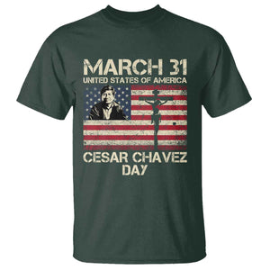 Cesar Chavez March 31 Celebration T Shirt Christian American Flag Religious TS14 Dark Forest Green Print Your Wear