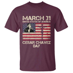 Cesar Chavez March 31 Celebration T Shirt Christian American Flag Religious TS14 Maroon Print Your Wear