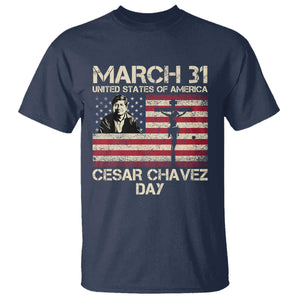 Cesar Chavez March 31 Celebration T Shirt Christian American Flag Religious TS14 Navy Print Your Wear