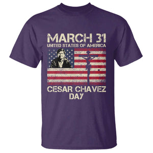 Cesar Chavez March 31 Celebration T Shirt Christian American Flag Religious TS14 Purple Print Your Wear