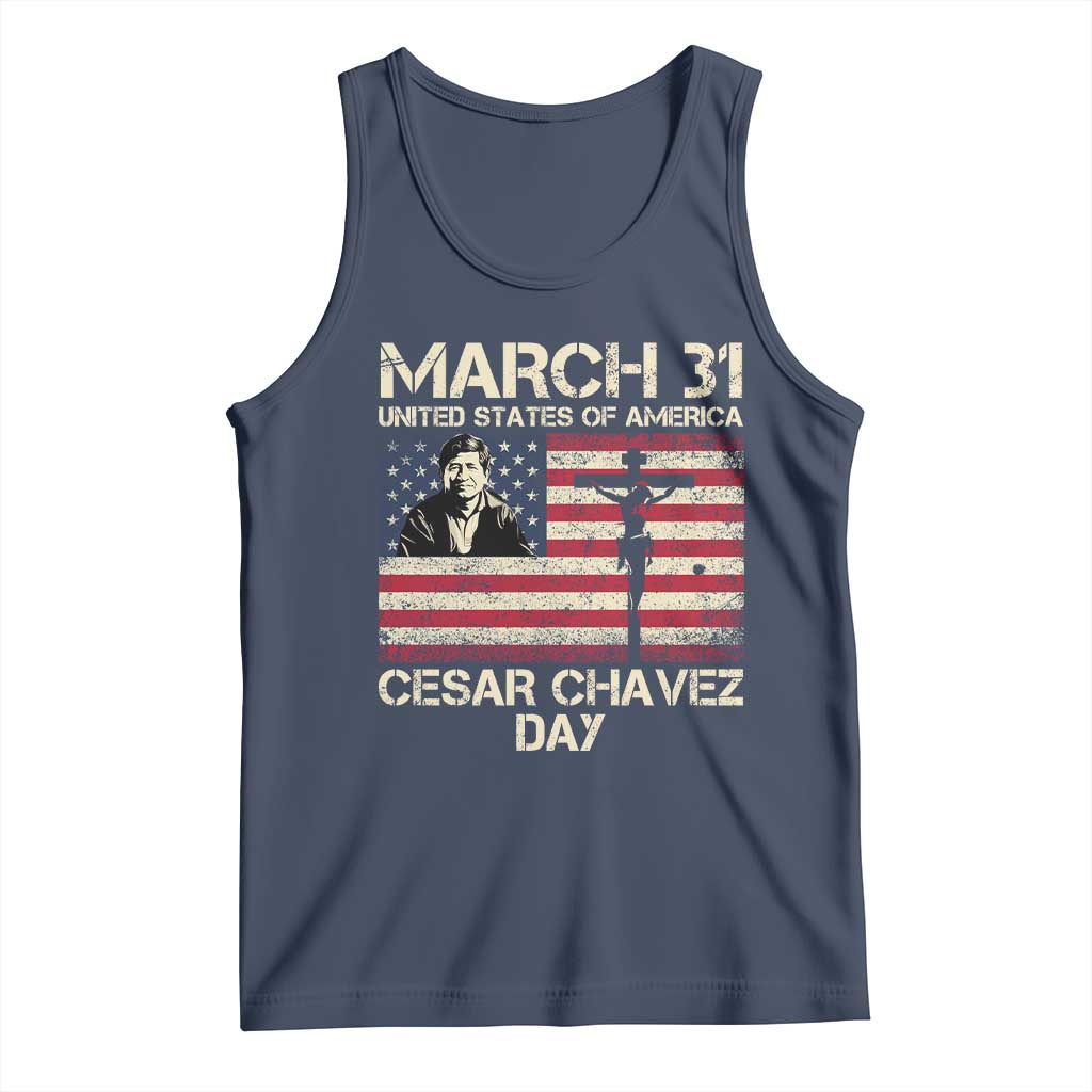 Cesar Chavez March 31 Celebration Tank Top Christian American Flag Religious TS14 Navy Print Your Wear