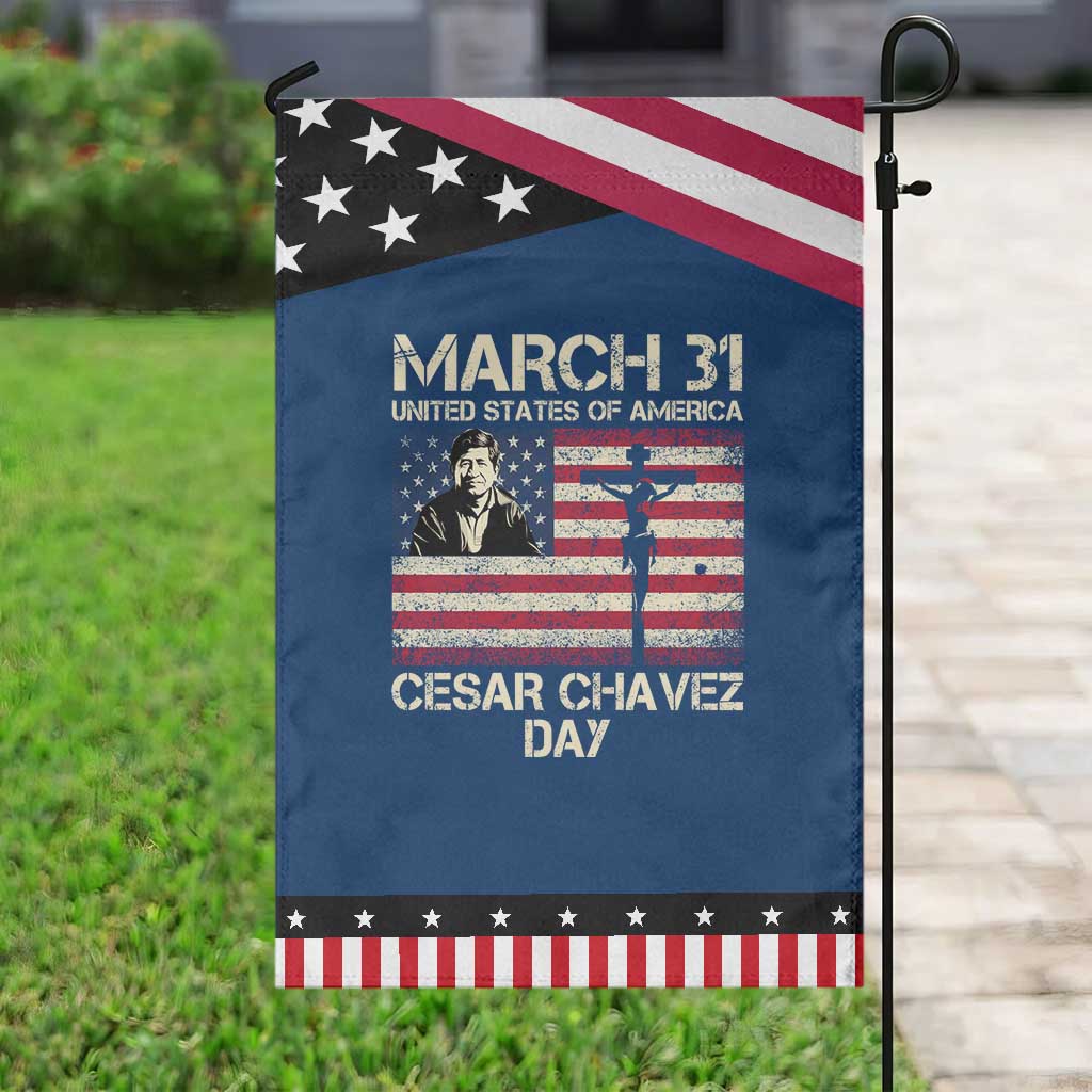 Cesar Chavez March 31 Celebration Garden Flag Christian American Flag Religious TS14 Classic Blue Black Print Your Wear