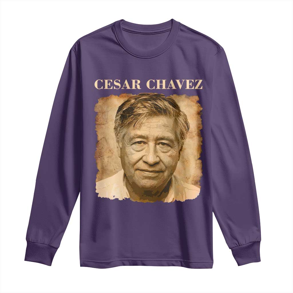 Cesar Chavez Long Sleeve Shirt Mexican American Pride Latino Heritage TS14 Purple Print Your Wear