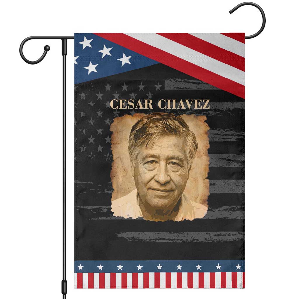 Cesar Chavez Garden Flag Mexican American Pride Latino Heritage TS14 Distressed Black Blue Print Your Wear