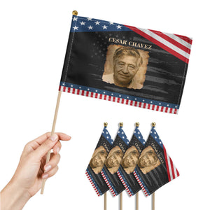 Cesar Chavez Patriotic Handheld Flag Mexican American Pride Latino Heritage TS14 Print Your Wear