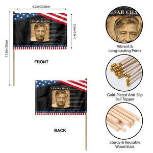 Cesar Chavez Patriotic Handheld Flag Mexican American Pride Latino Heritage TS14 Print Your Wear