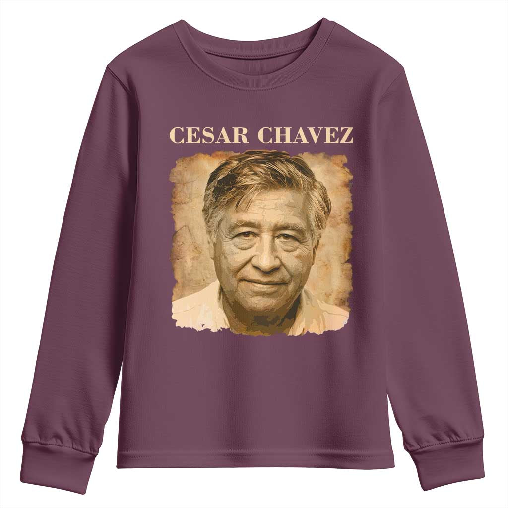 Cesar Chavez Youth Sweatshirt Mexican American Pride Latino Heritage TS14 Maroon Print Your Wear