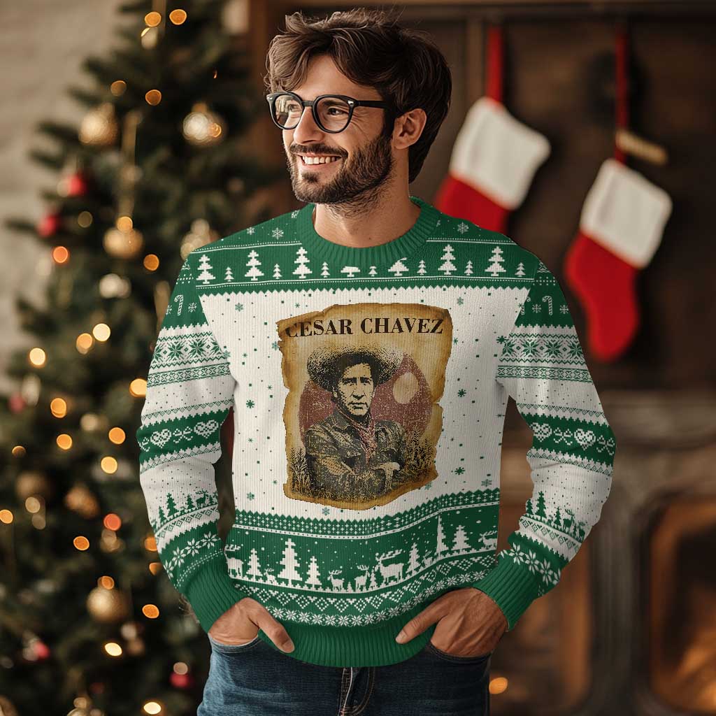 Cesar Chavez Ugly Christmas Sweater Hispanic Heritage Mexican American Pride Latino TS14 Beige Green Print Your Wear