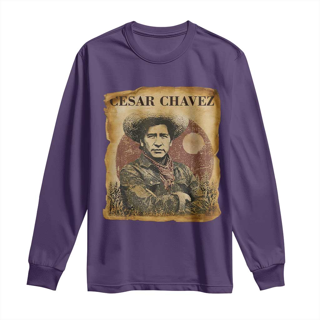 Cesar Chavez Long Sleeve Shirt Hispanic Heritage Mexican American Pride Latino TS14 Purple Print Your Wear