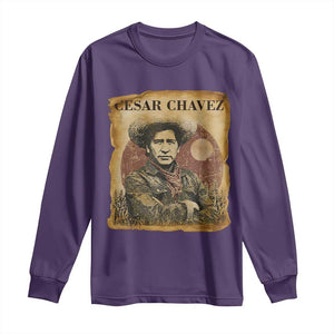Cesar Chavez Long Sleeve Shirt Hispanic Heritage Mexican American Pride Latino TS14 Purple Print Your Wear