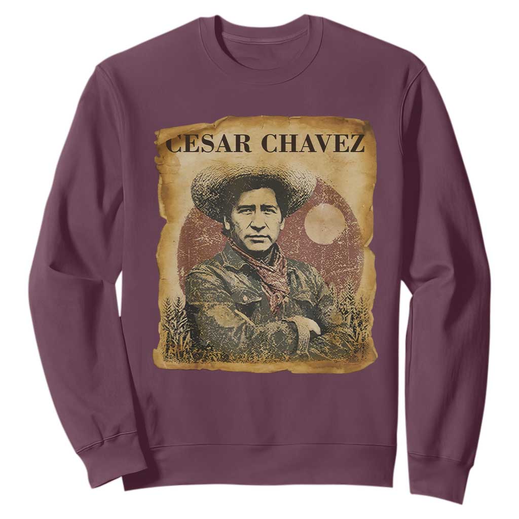 Cesar Chavez Sweatshirt Hispanic Heritage Mexican American Pride Latino TS14 Maroon Print Your Wear
