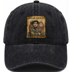 Cesar Chavez Washed Cotton Baseball Cap Hispanic Heritage Mexican American Pride Latino TS14 Washed Cap Universal Fit Black Print Your Wear