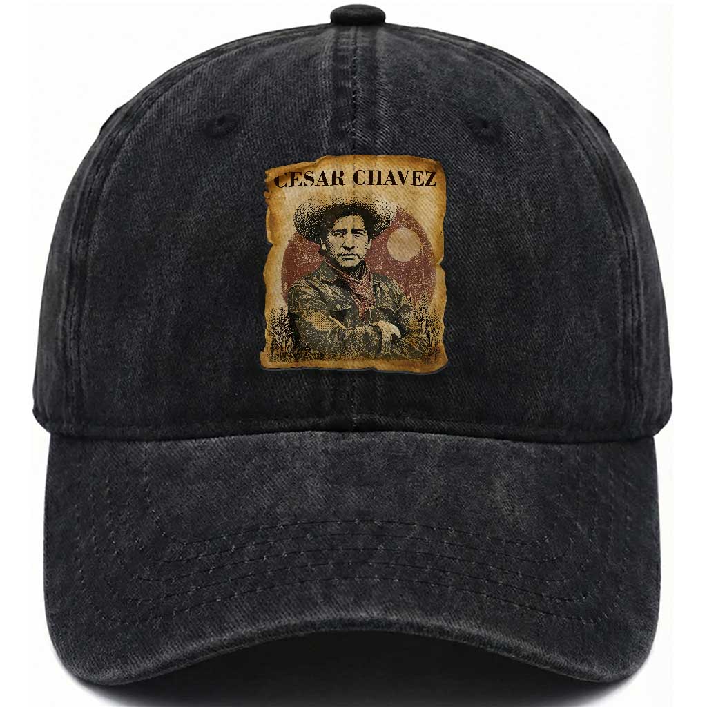 Cesar Chavez Washed Cotton Baseball Cap Hispanic Heritage Mexican American Pride Latino TS14 Washed Cap Universal Fit Black Print Your Wear