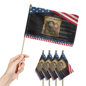 Cesar Chavez Patriotic Handheld Flag Hispanic Heritage Mexican American Pride Latino TS14 Print Your Wear