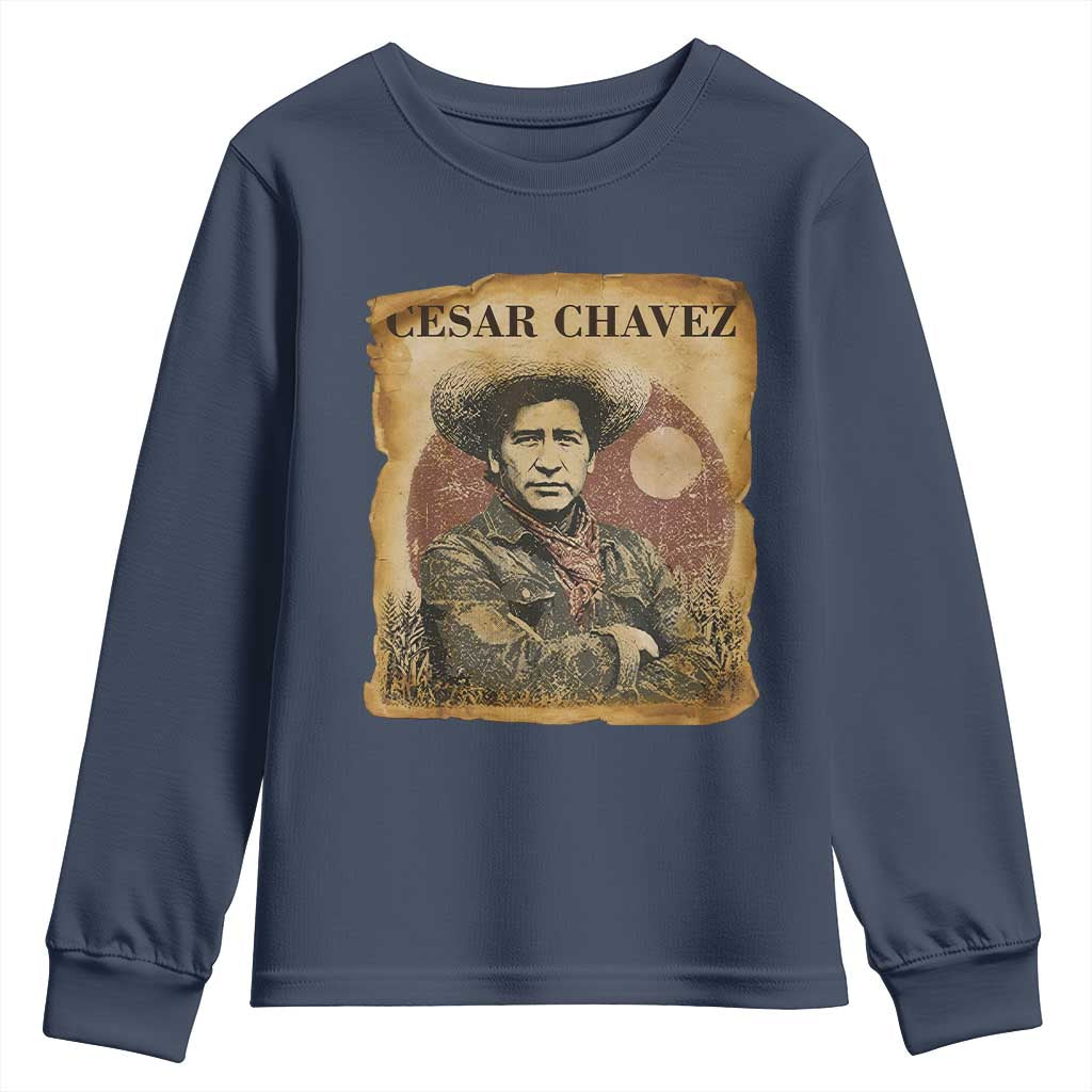 Cesar Chavez Youth Sweatshirt Hispanic Heritage Mexican American Pride Latino TS14 Navy Print Your Wear