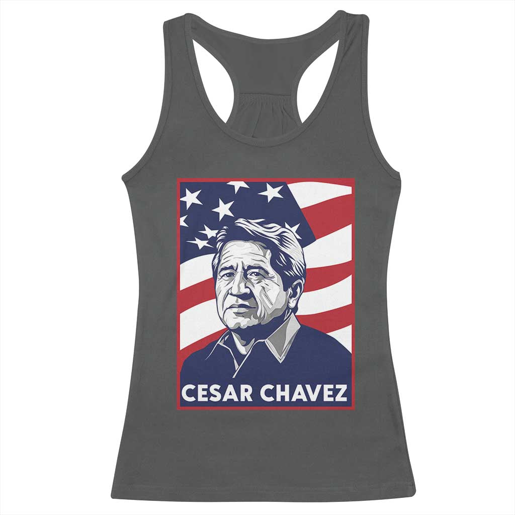 Cesar Chavez Racerback Tank Top Labor Leader Mexican American Pride TS14 Dark Heather Print Your Wear