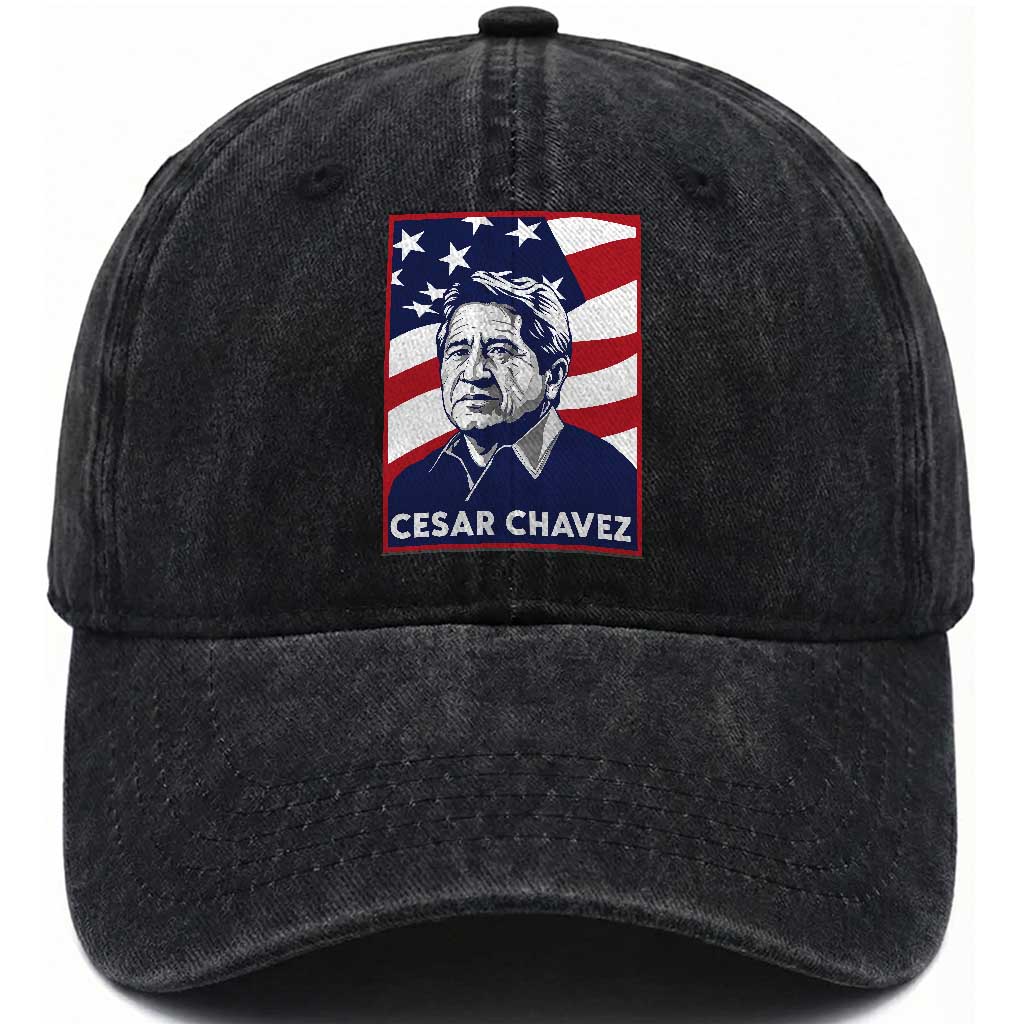 Cesar Chavez Washed Cotton Baseball Cap Labor Leader Mexican American Pride TS14 Washed Cap Universal Fit Black Print Your Wear