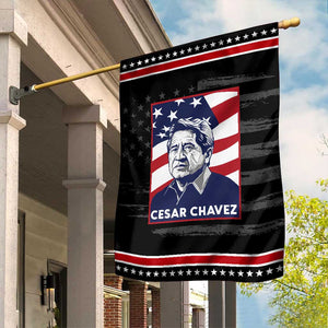 Cesar Chavez Garden Flag Labor Leader Mexican American Pride TS14 Distressed Black Red Print Your Wear