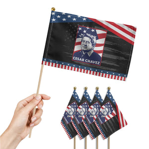 Cesar Chavez Patriotic Handheld Flag Labor Leader Mexican American Pride TS14 Print Your Wear