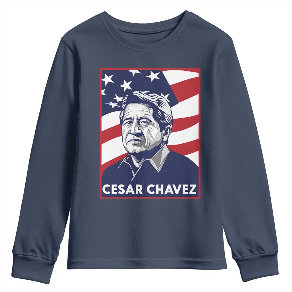 Cesar Chavez Youth Sweatshirt Labor Leader Mexican American Pride TS14 Navy Print Your Wear