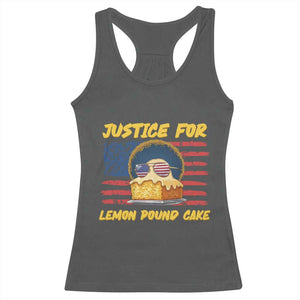 Justice For Lemon Pound Cake Racerback Tank Top Funny US Flag Cake Parody Rap Free Speech TS14 Dark Heather Print Your Wear