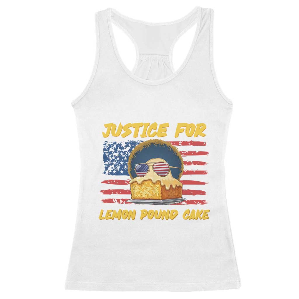 Justice For Lemon Pound Cake Racerback Tank Top Funny US Flag Cake Parody Rap Free Speech TS14 White Print Your Wear