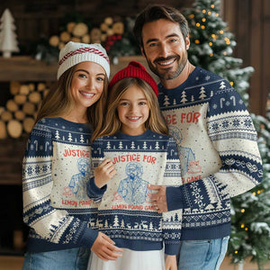 Justice For Lemon Pound Cake Ugly Christmas Sweater Viral Trend Free Speech TS14 Beige Navy Print Your Wear