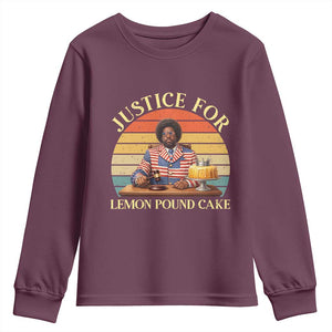 Justice For Lemon Pound Cake Youth Sweatshirt Retro Rap Free Speech TS14 Maroon Print Your Wear