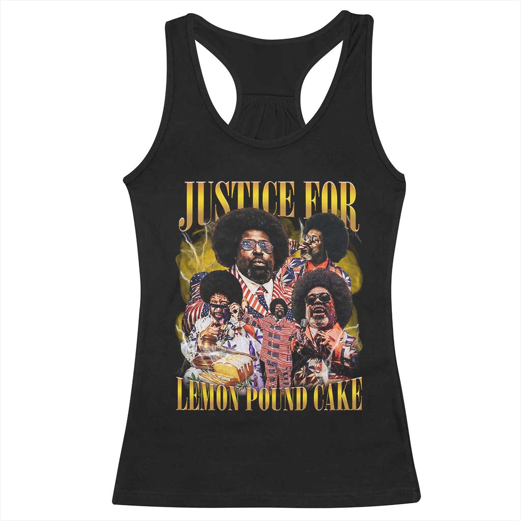 Justice For Lemon Pound Cake Bootleg Graphic Racerback Tank Top Retro Rap Free Speech TS14 Black Print Your Wear