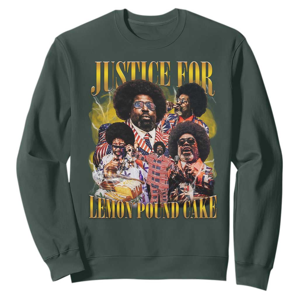 Justice For Lemon Pound Cake Bootleg Graphic Sweatshirt Retro Rap Free Speech TS14 Dark Forest Green Print Your Wear