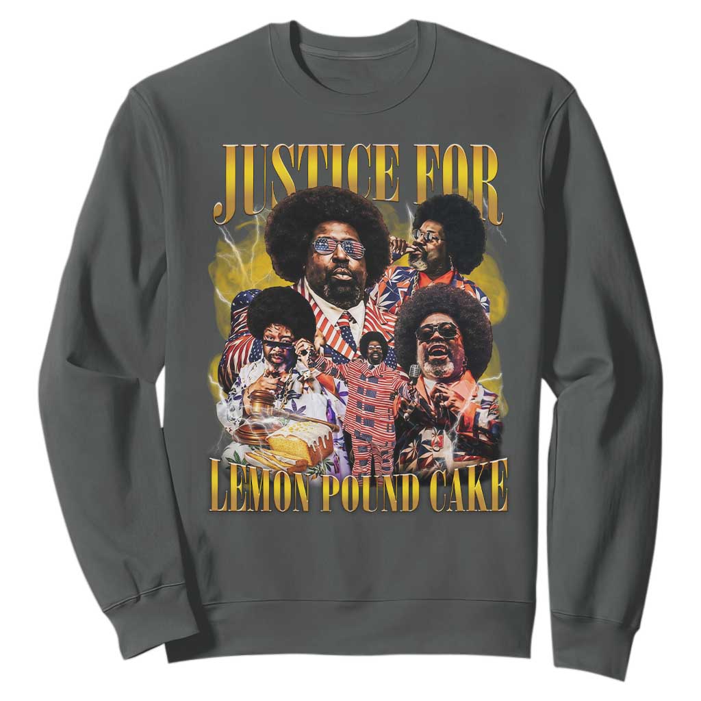 Justice For Lemon Pound Cake Bootleg Graphic Sweatshirt Retro Rap Free Speech TS14 Dark Heather Print Your Wear