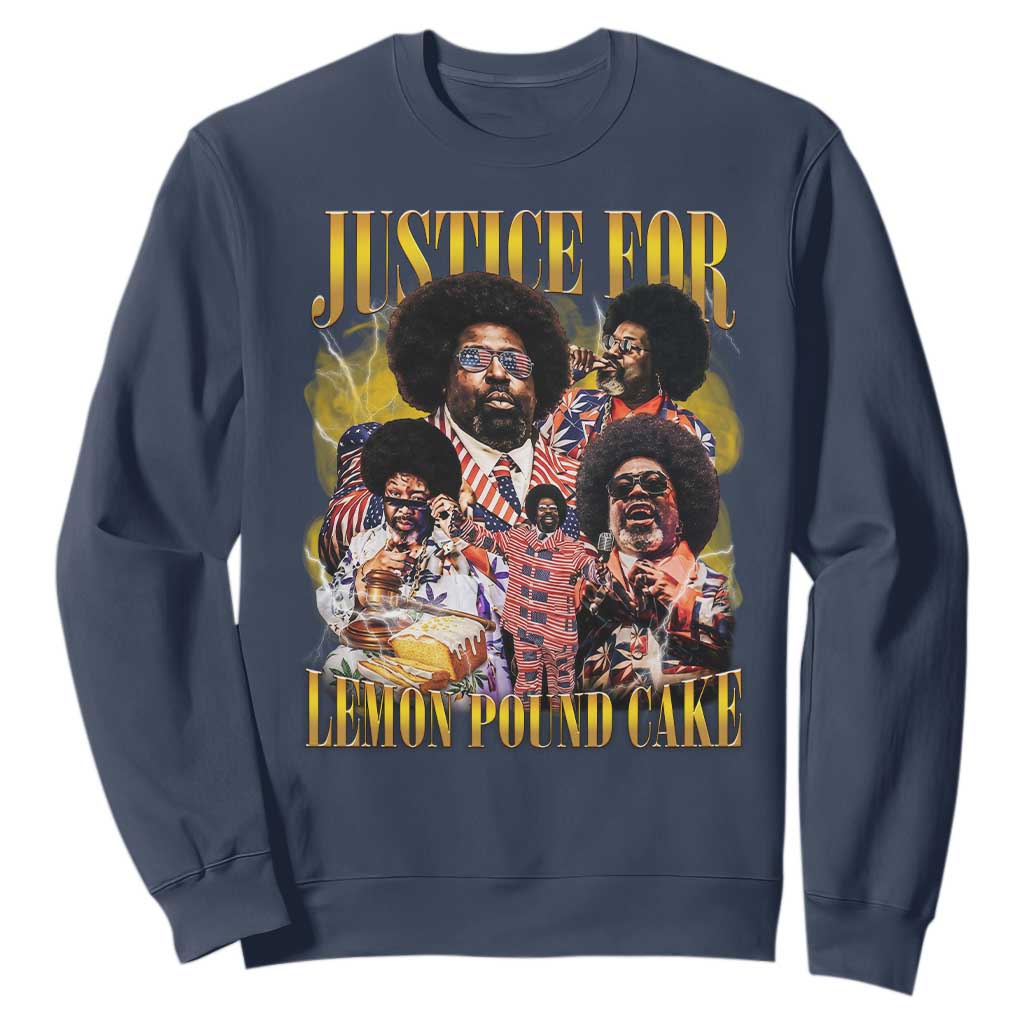Justice For Lemon Pound Cake Bootleg Graphic Sweatshirt Retro Rap Free Speech TS14 Navy Print Your Wear