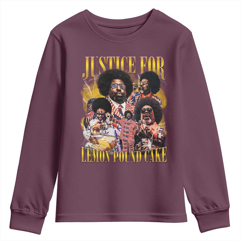 Justice For Lemon Pound Cake Bootleg Graphic Youth Sweatshirt Retro Rap Free Speech TS14 Maroon Print Your Wear