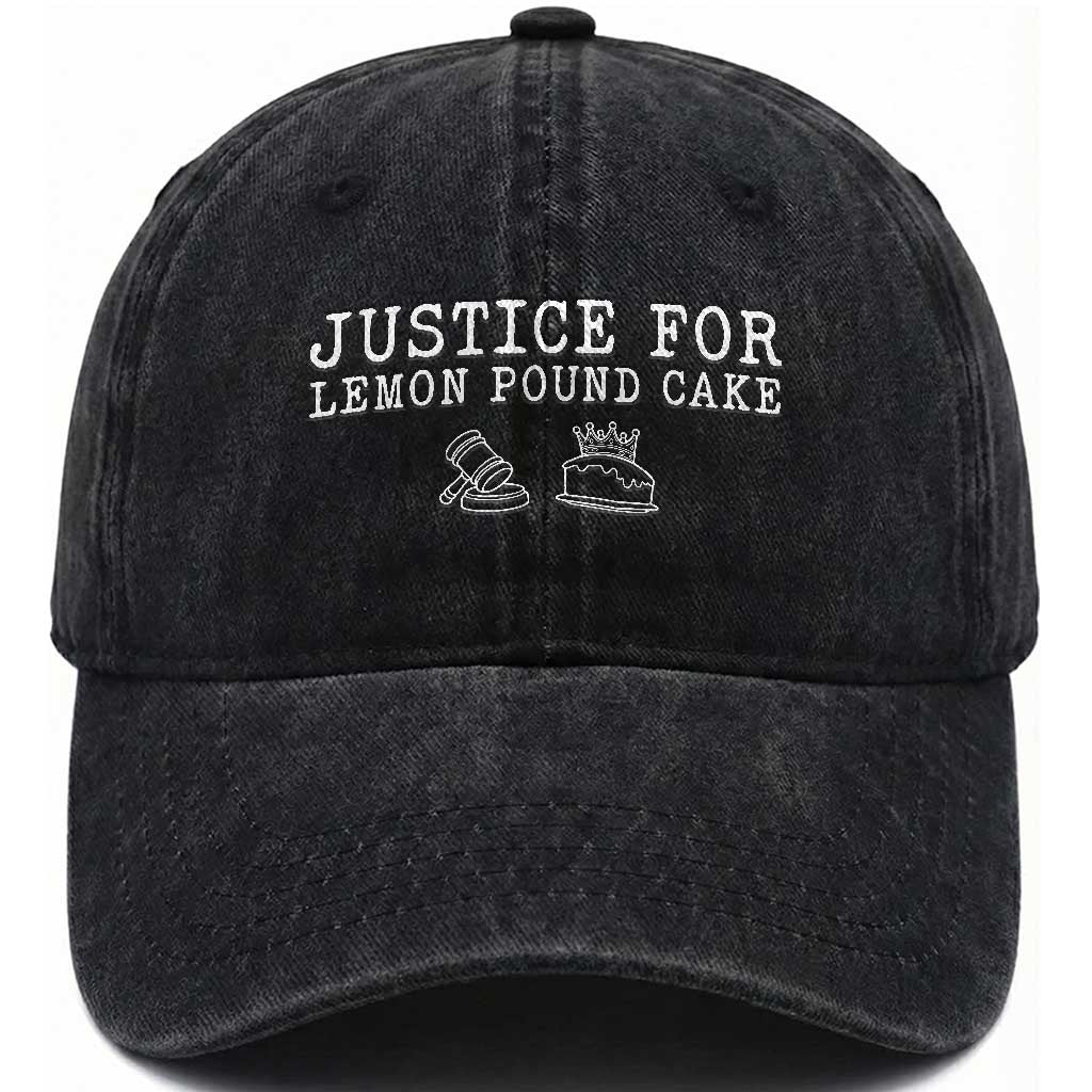 Justice For Lemon Pound Cake Washed Cotton Baseball Cap Funny Dessert Meme TS14 Print Your Wear