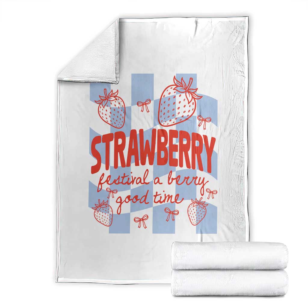 Strawberry Festival Throw Blanket 1968 A Berry Good Time Summer TS14 White Print Your Wear